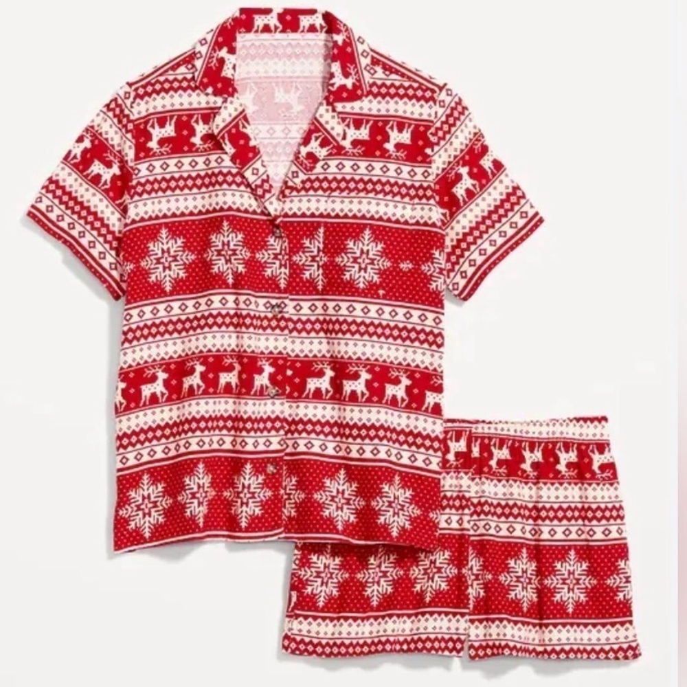 Old Navy Flannel Fair Isle Print Holiday Jingle Jammies Medium NWT